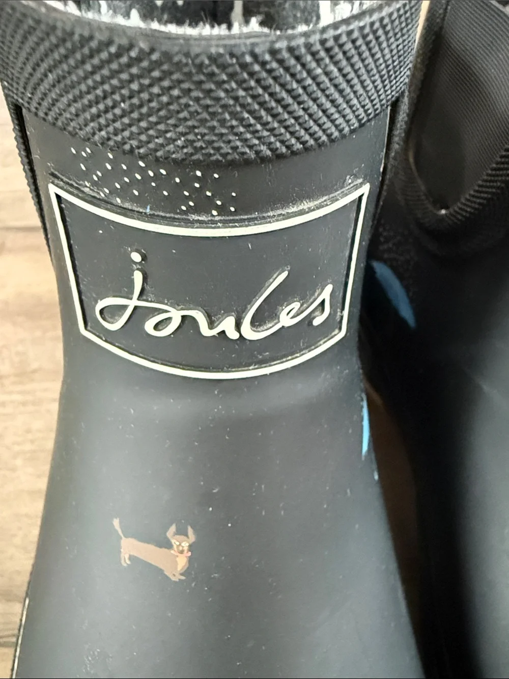 Joules Wellibob Black Women’s Ankle Rain Boots with Umbrella & Dog Print Size 9